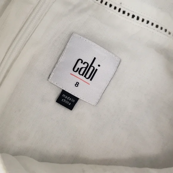 CAbi Lizzie Sleeveless Eyelet Lace Fit & Flare Dress in White - Picture 3 of 5